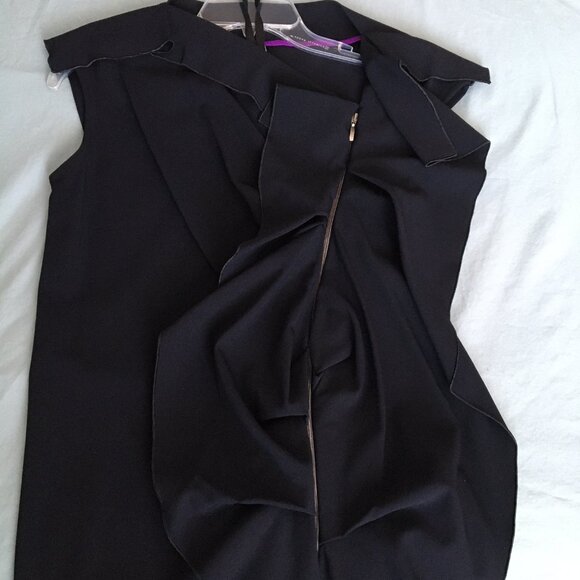 Sophisticated navy wool French couture dress, FR38, NWT - Picture 5 of 12